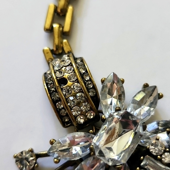 Statement Vintage Inspired Necklace Gold Large Crystal Sparkle Pendant EUC - Picture 7 of 7